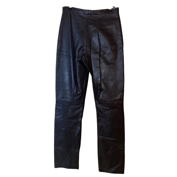 Cache Vintage Womens Pants Size Small Black Lamb Leather Pockets Casual - Picture 2 of 11